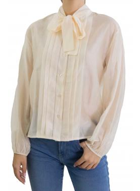 Camicia con con laccio e pieghe frontali